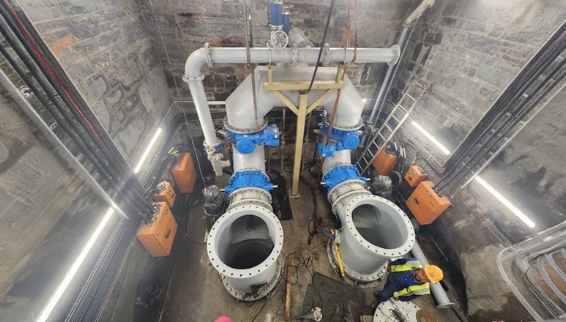 Axial flow deepwell submersible pump installed at Robinson Dry Dock in Cape Town, South Africa