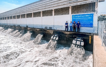 Large submersible pumps installed at Chonlahan Phichit 2 Pumping Station in Samut Prakan Province, Thailand