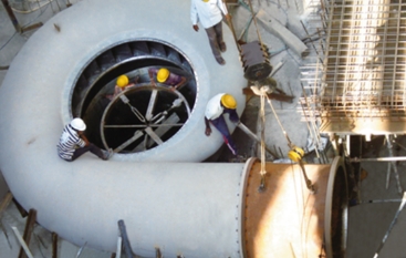 Concrete volute pumps installed at North Chennai Thermal Power Plant in Tamil Nadu, India